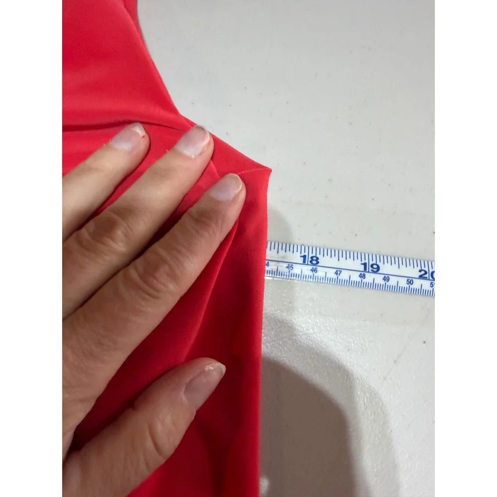 Clara Sunwoo Asymmetrical Draped Dress Womens XS Red V-Neck Stretch‎ Avant Garde